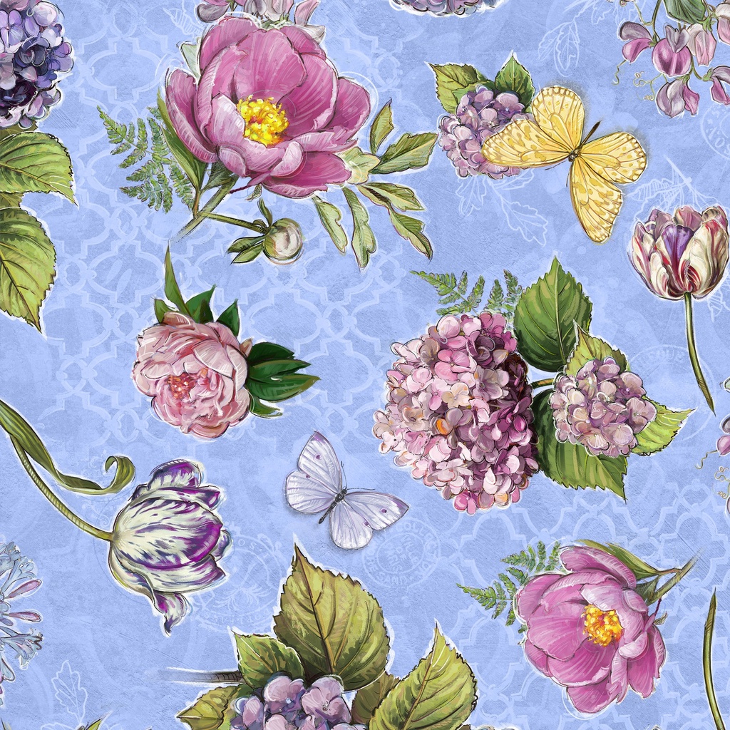 [W115-029-758] W115-029-758 / Large Floral - Blue