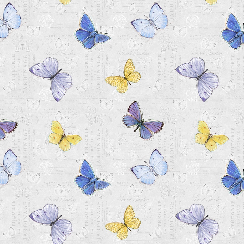 [W115-031-973] W115-031-973 / Butterflies - Light Gray