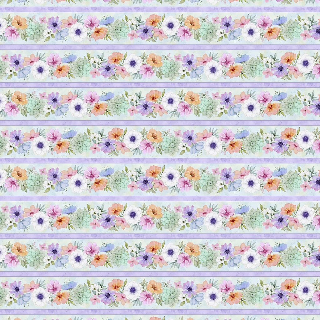 [W110-024-764] W110-024-764 / Rainbow in the Vale Border Stripe - Multi