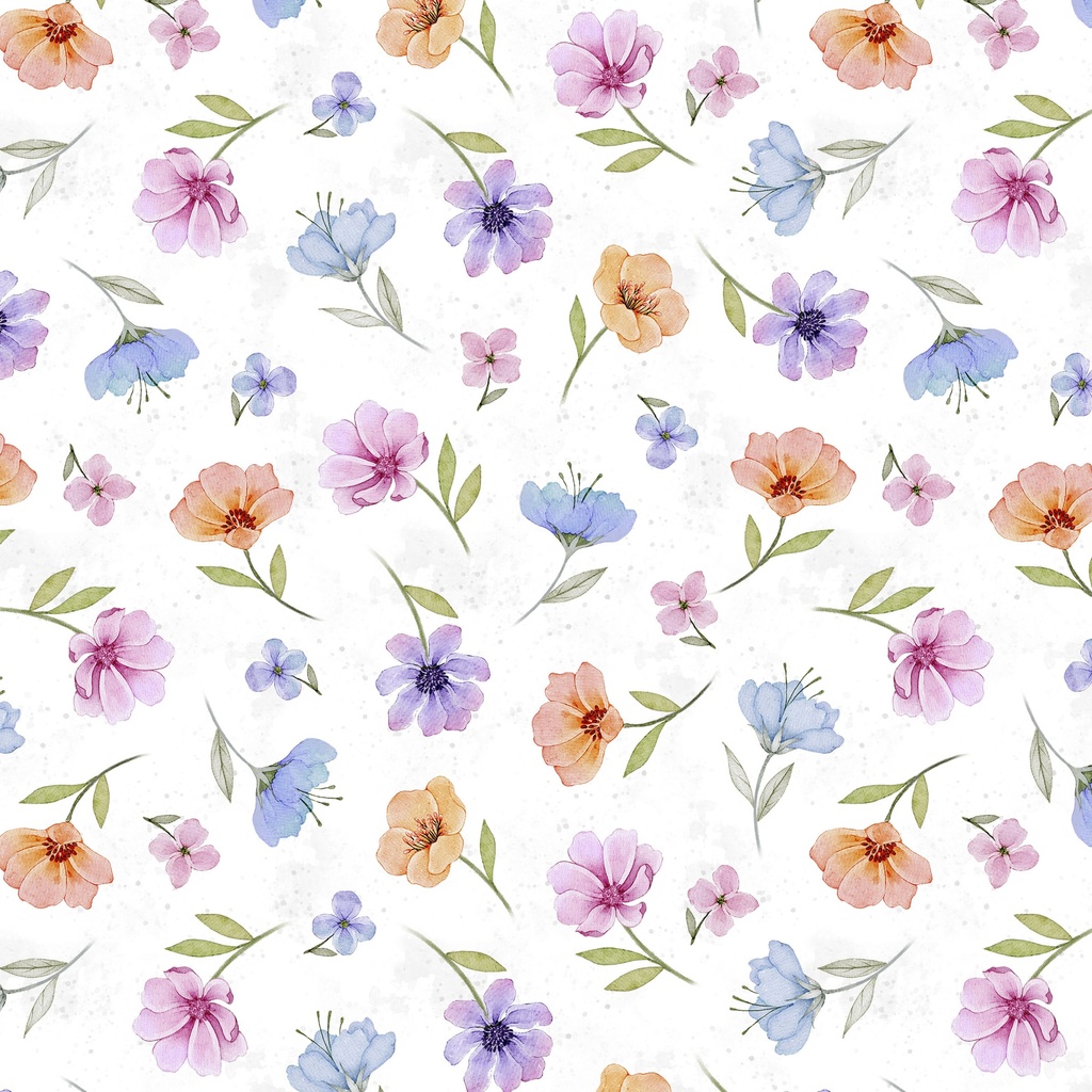 [W110-027-167] W110-027-167 / Floral Toss - White