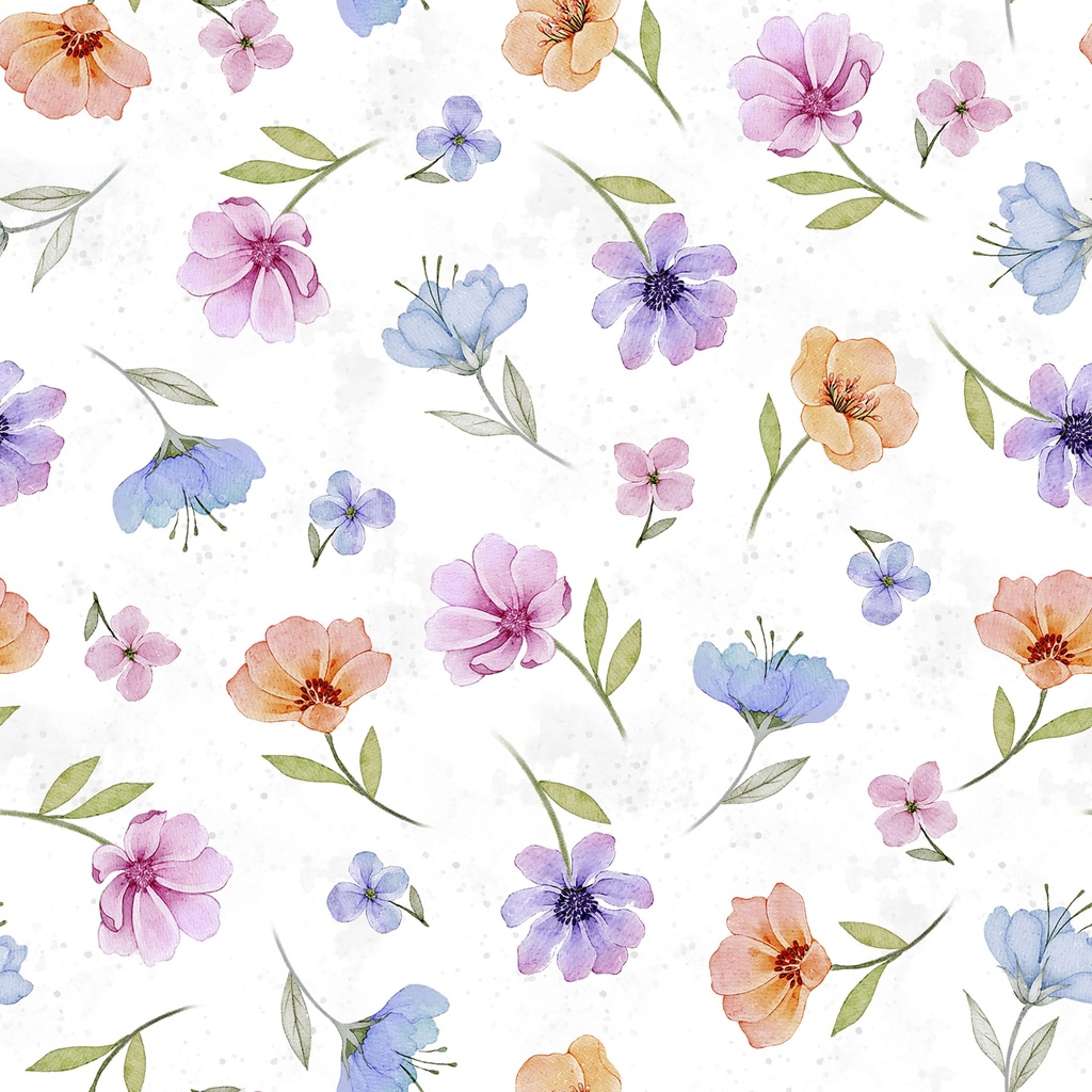 [W110-027-167] W110-027-167 / Floral Toss - White