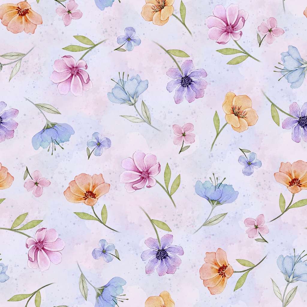 [W110-027-667] W110-027-667 / Floral Toss - Purple