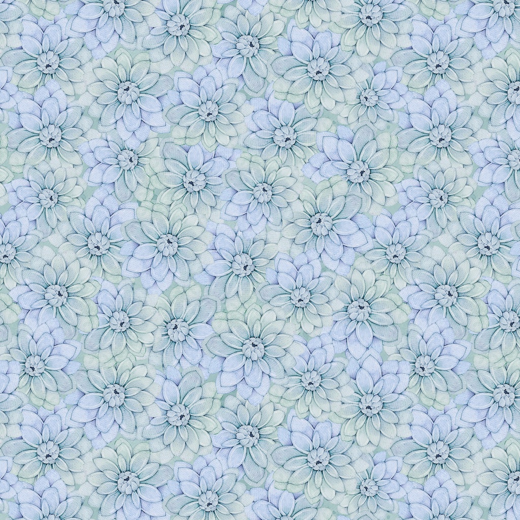 [W110-028-787] W110-028-787 / Packed Dahlias - Blue