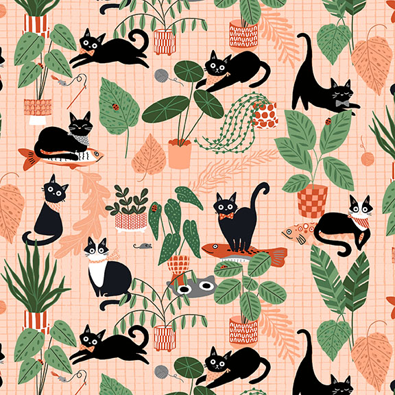 [T105-001-489] T105-001-489 / Kitties in the Conservatory - Coral