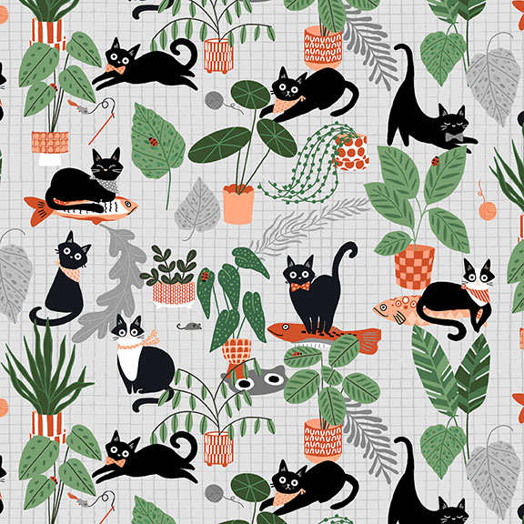 [T105-001-984] T105-001-984 / Kitties in the Conservatory - Gray