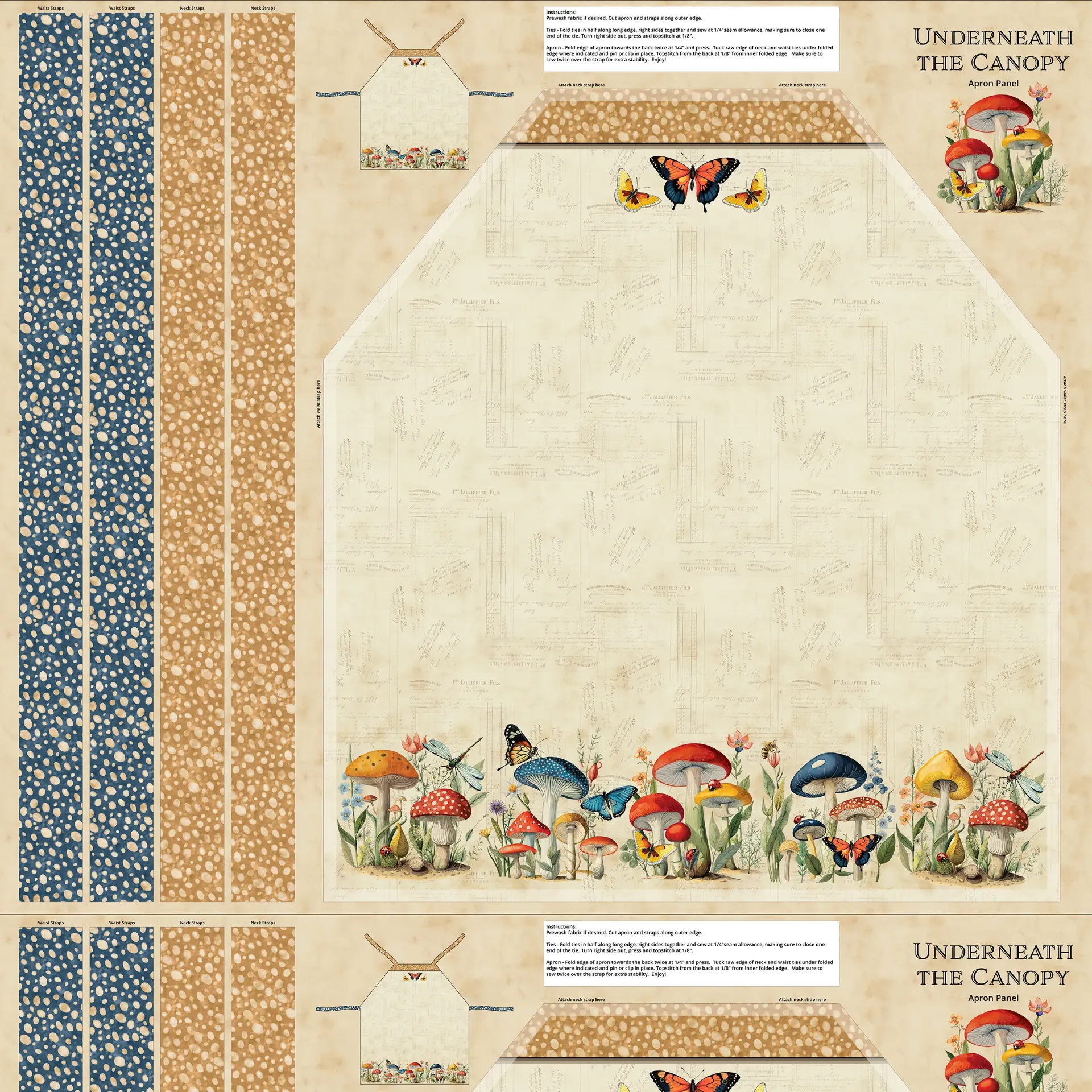 W150-012-127 / Beneath the Canopy Apron Panel - Multi, Printed on Canvas