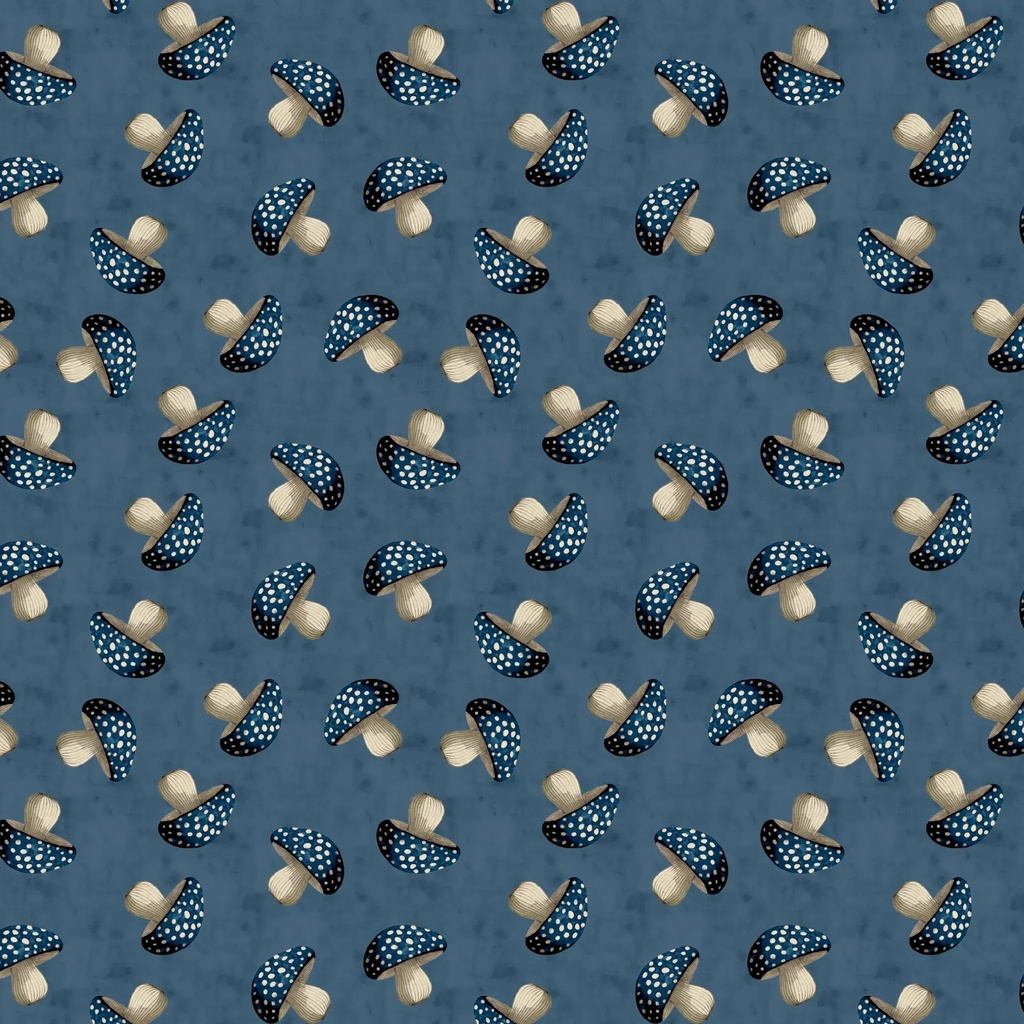 [W150-017-771] W150-017-771 / Small Mushrooms - Denim