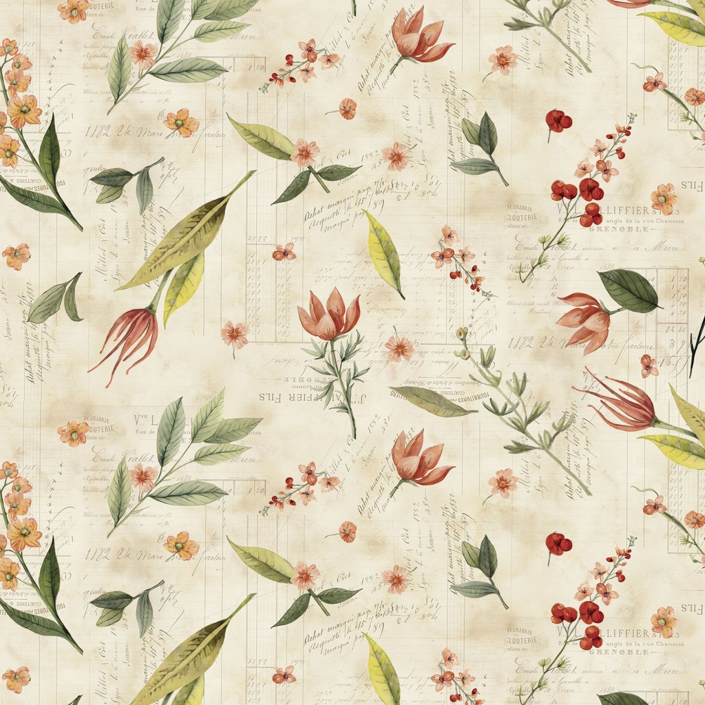 [W150-018-158] W150-018-158 / Floral Toss - Parchment