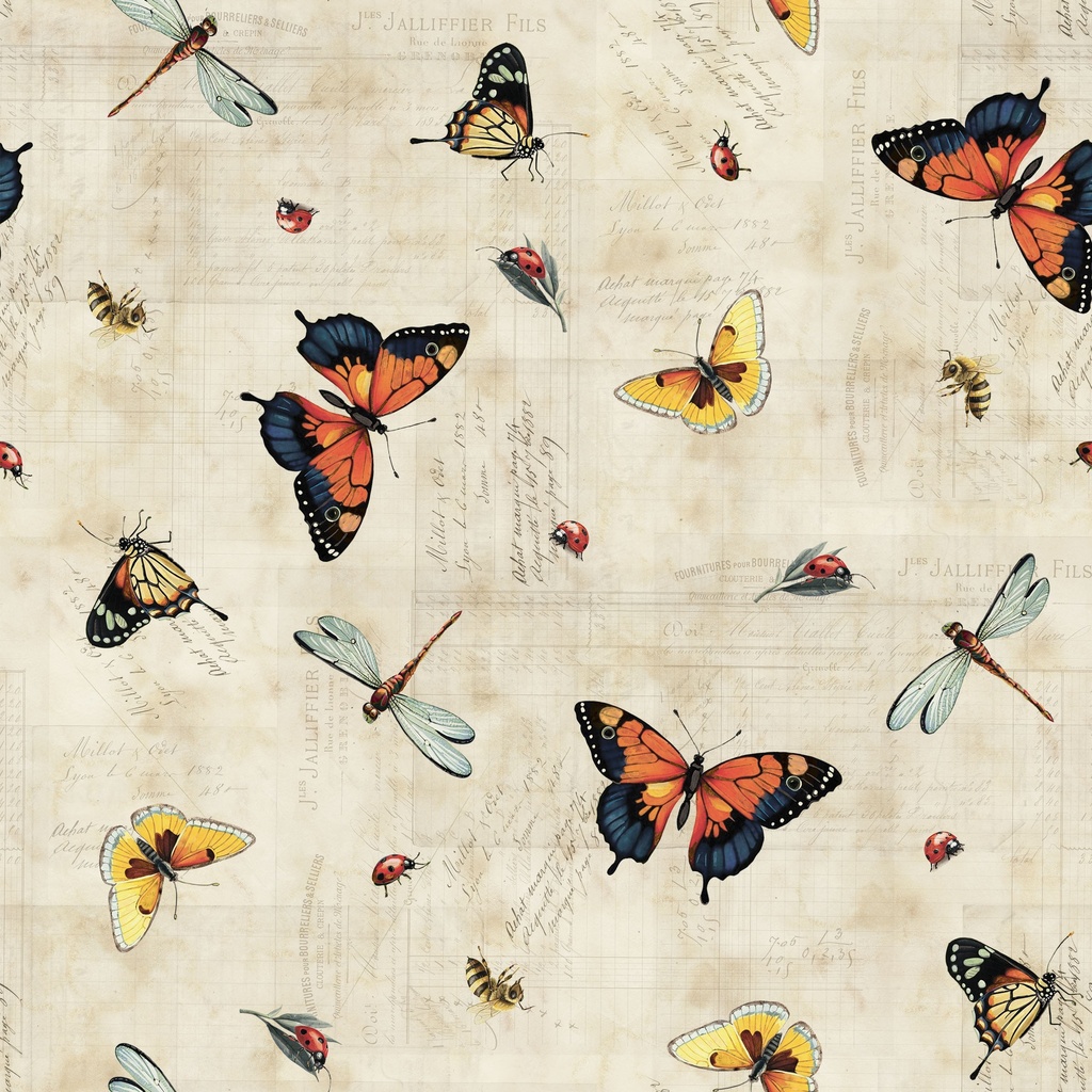 [W150-019-143] W150-019-143 / Butterflies - Parchment