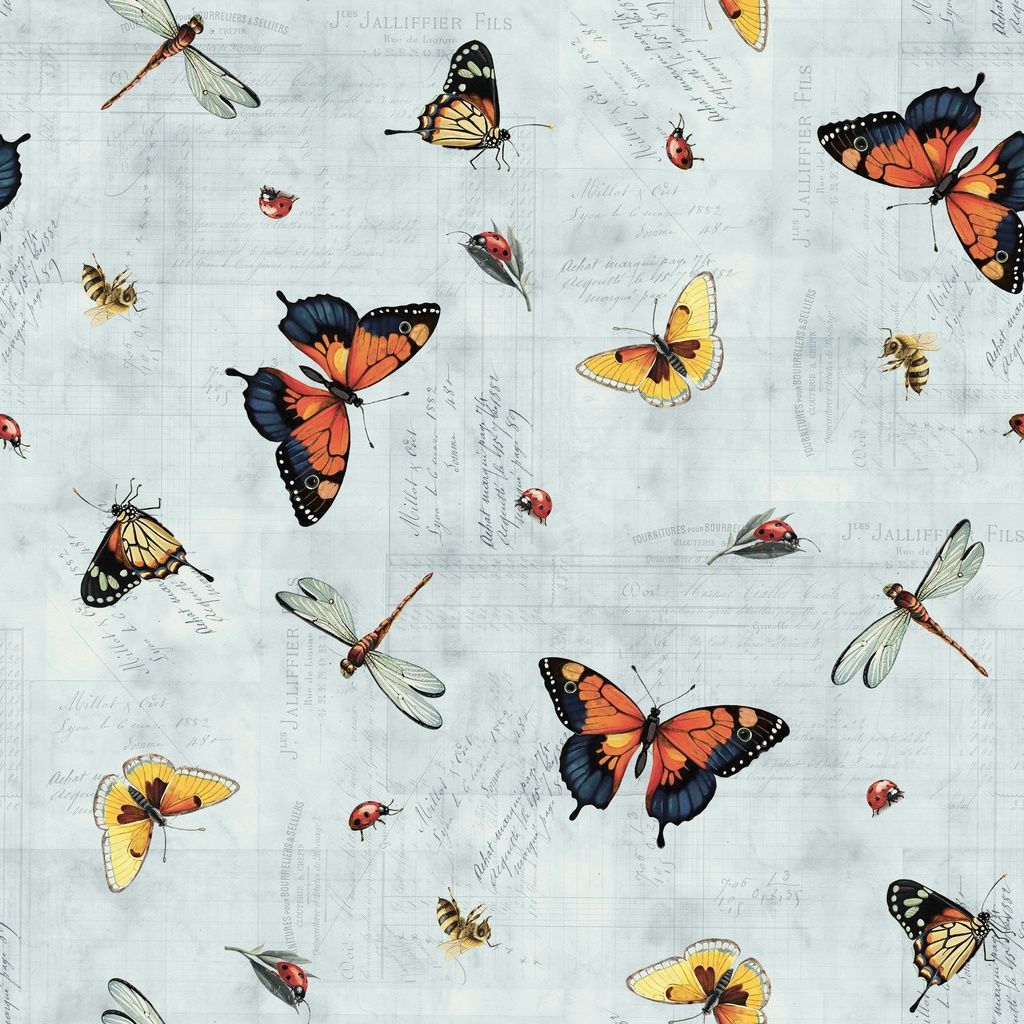 [W150-019-743] W150-019-743 / Butterflies - Light Denim