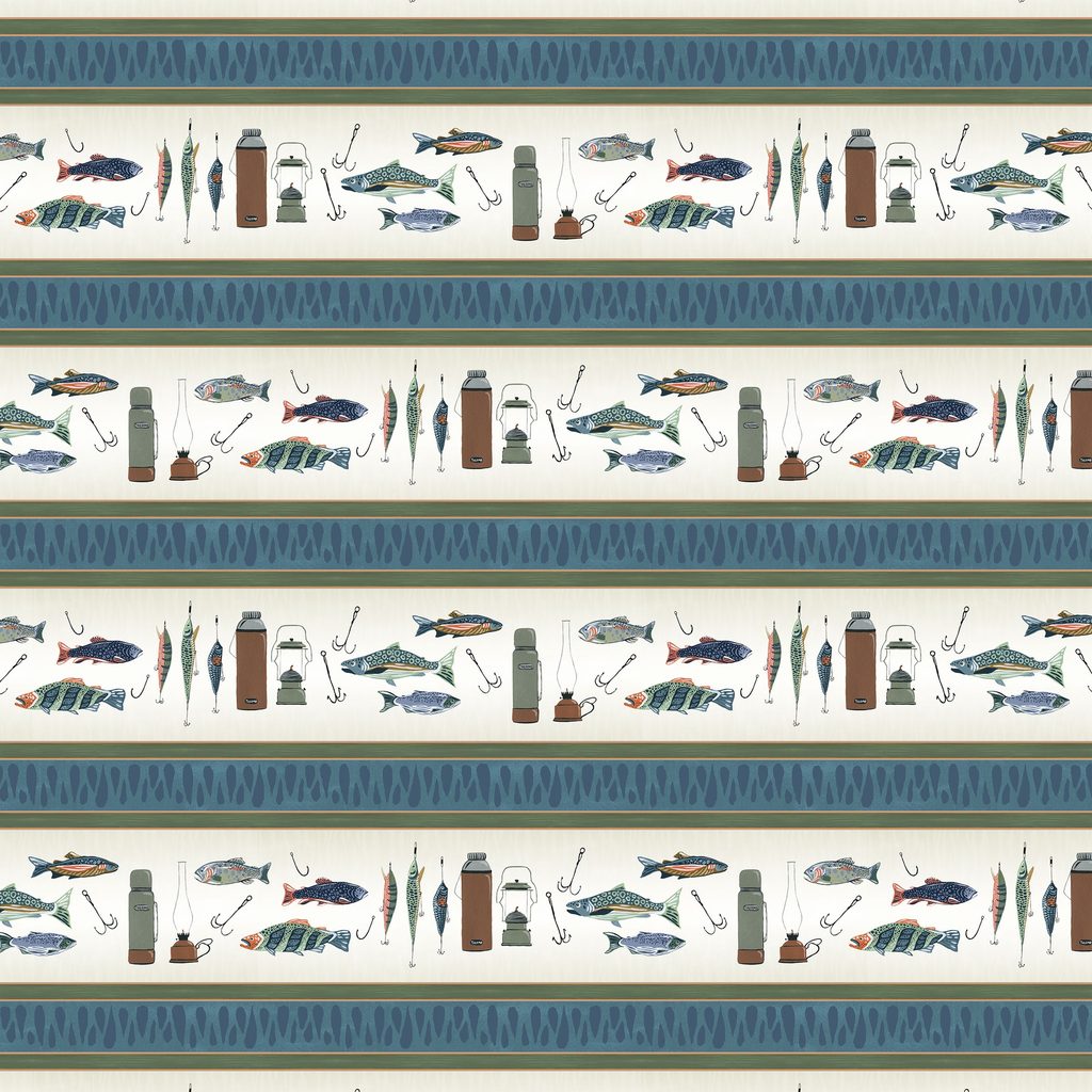 [W180-002-175] W180-002-175 / Wilderness Retreat Border Stripe - Multi
