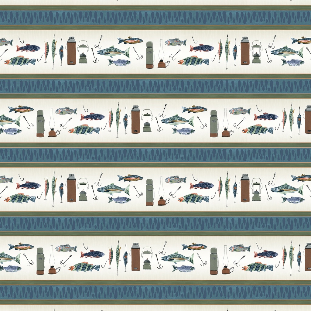 [W180-002-175] W180-002-175 / Wilderness Retreat Border Stripe - Multi