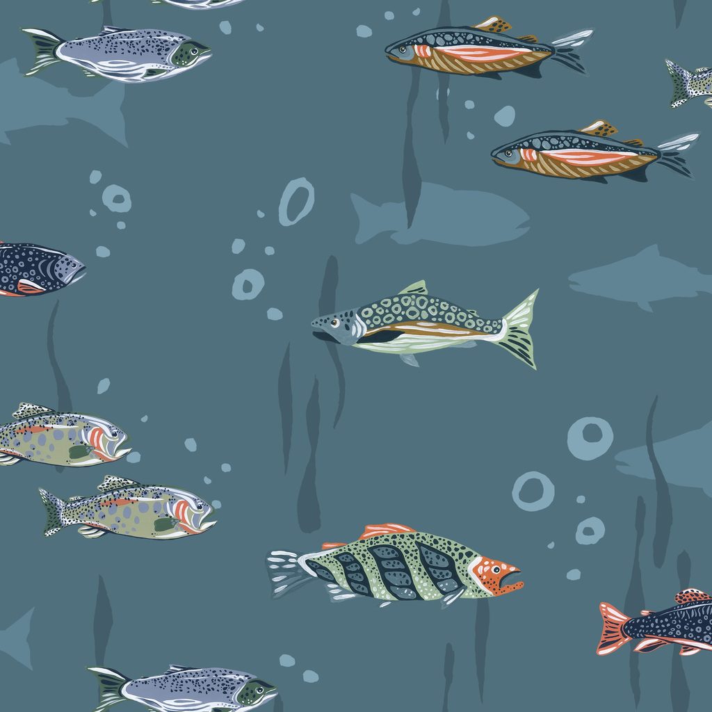 [W180-003-774] W180-003-774 / Fish  - Teal