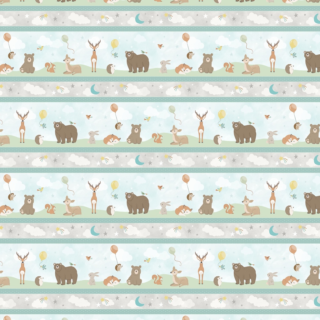 [W190-002-729] W190-002-729 / Woodland Lullaby Border Stripe - Multi