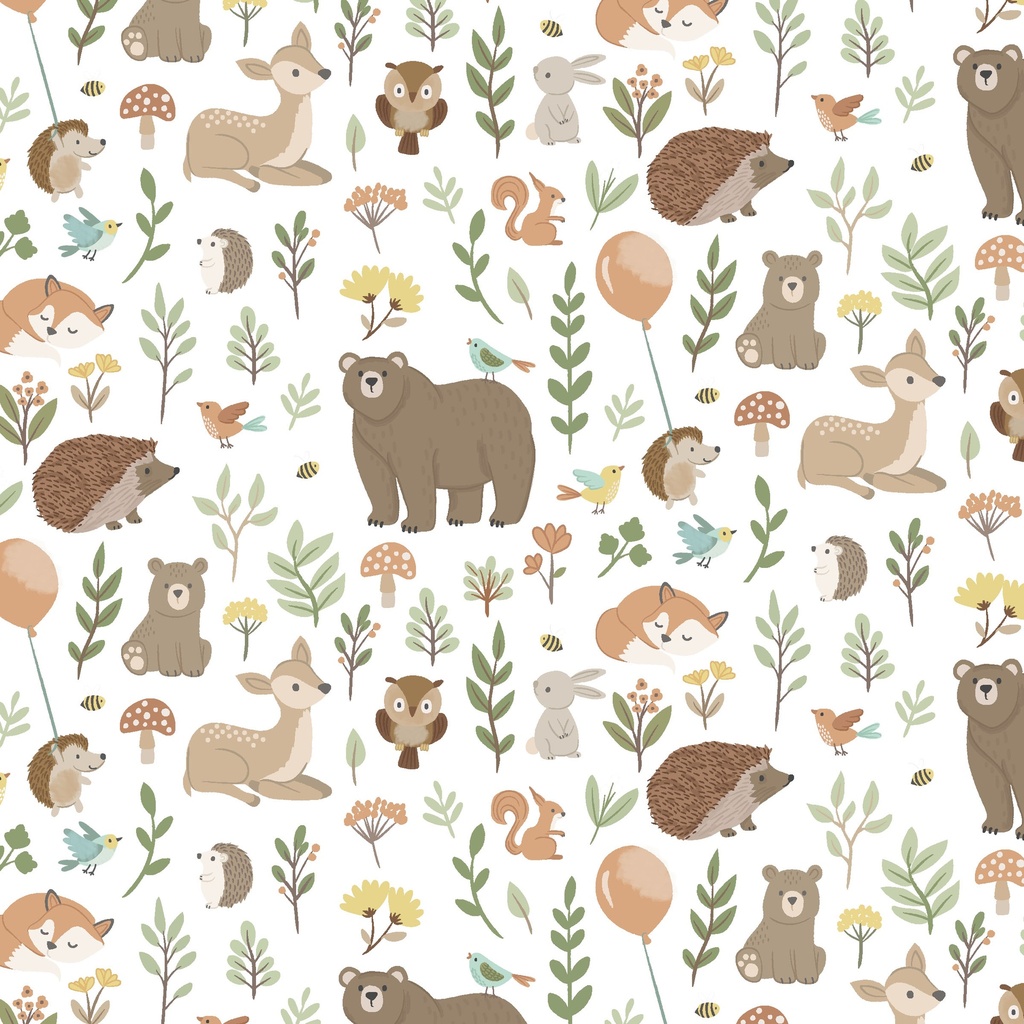 [W190-004-128] W190-004-128 / Packed Animals - White