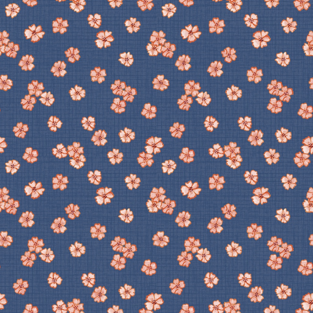 [T130-003-755] T130-003-755 / Tiny Floral - Dark Blue