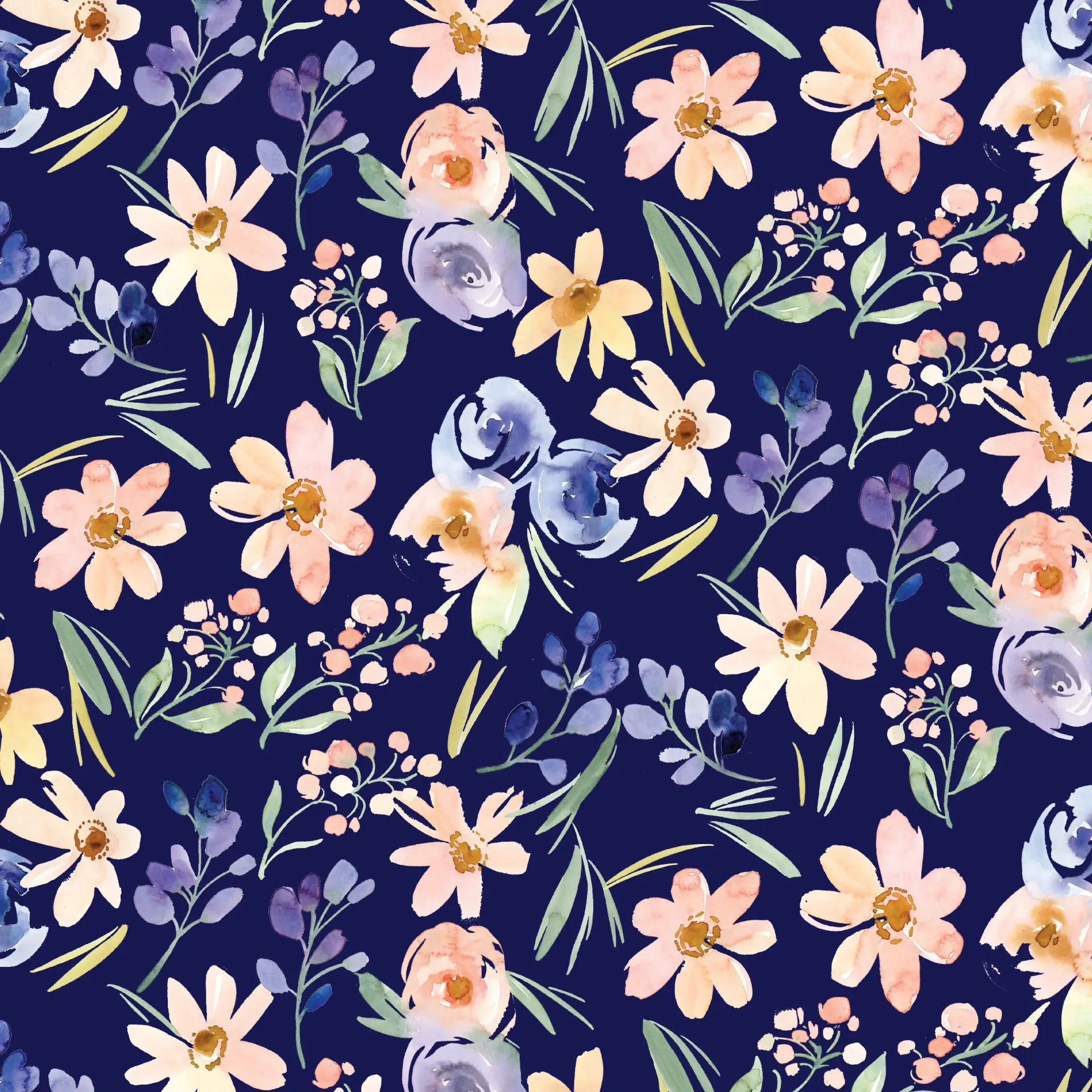[WB-W175-013-775] WB-W175-013-775 / Floral - Navy