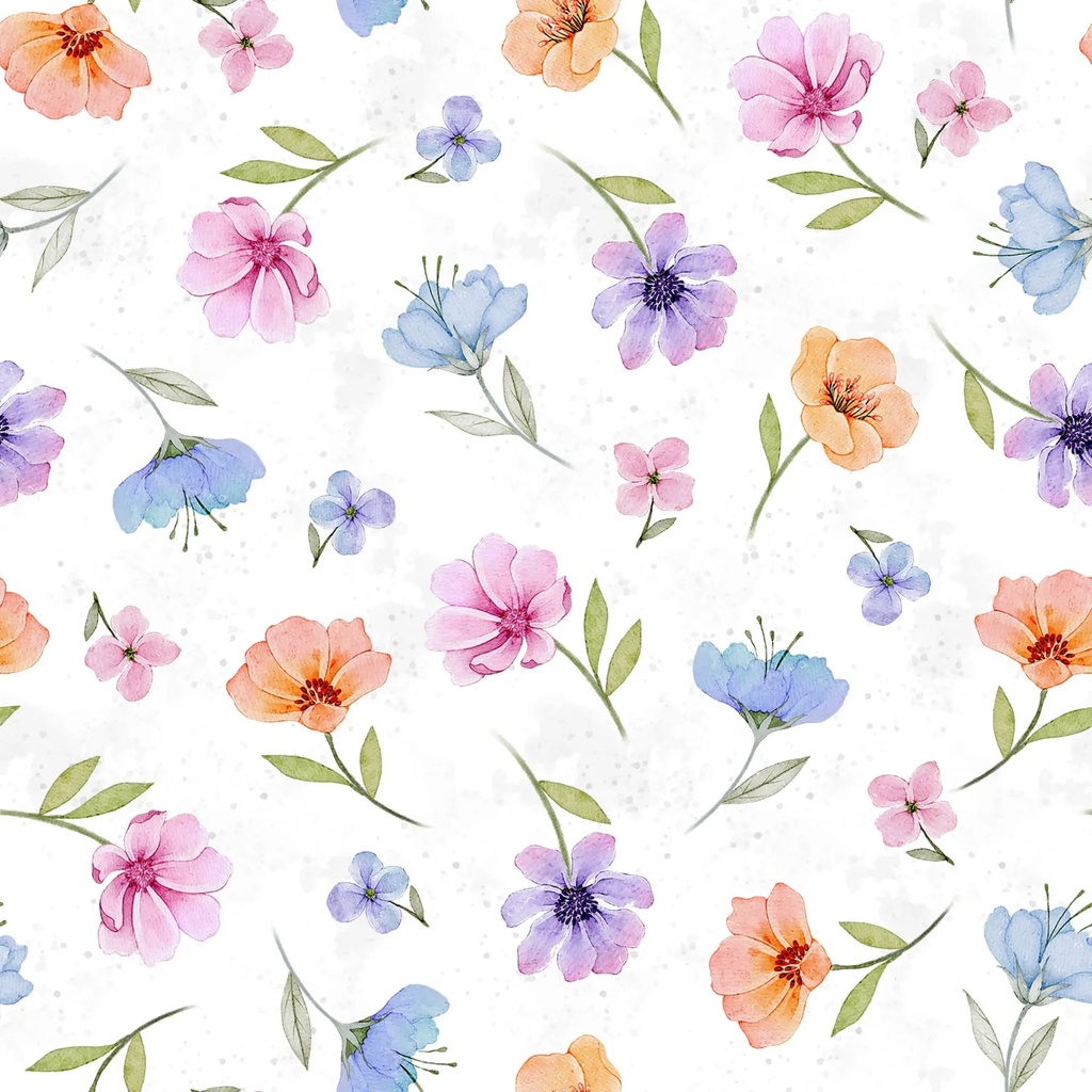[WB-W110-027-167] WB-W110-027-167 / Floral Toss - White