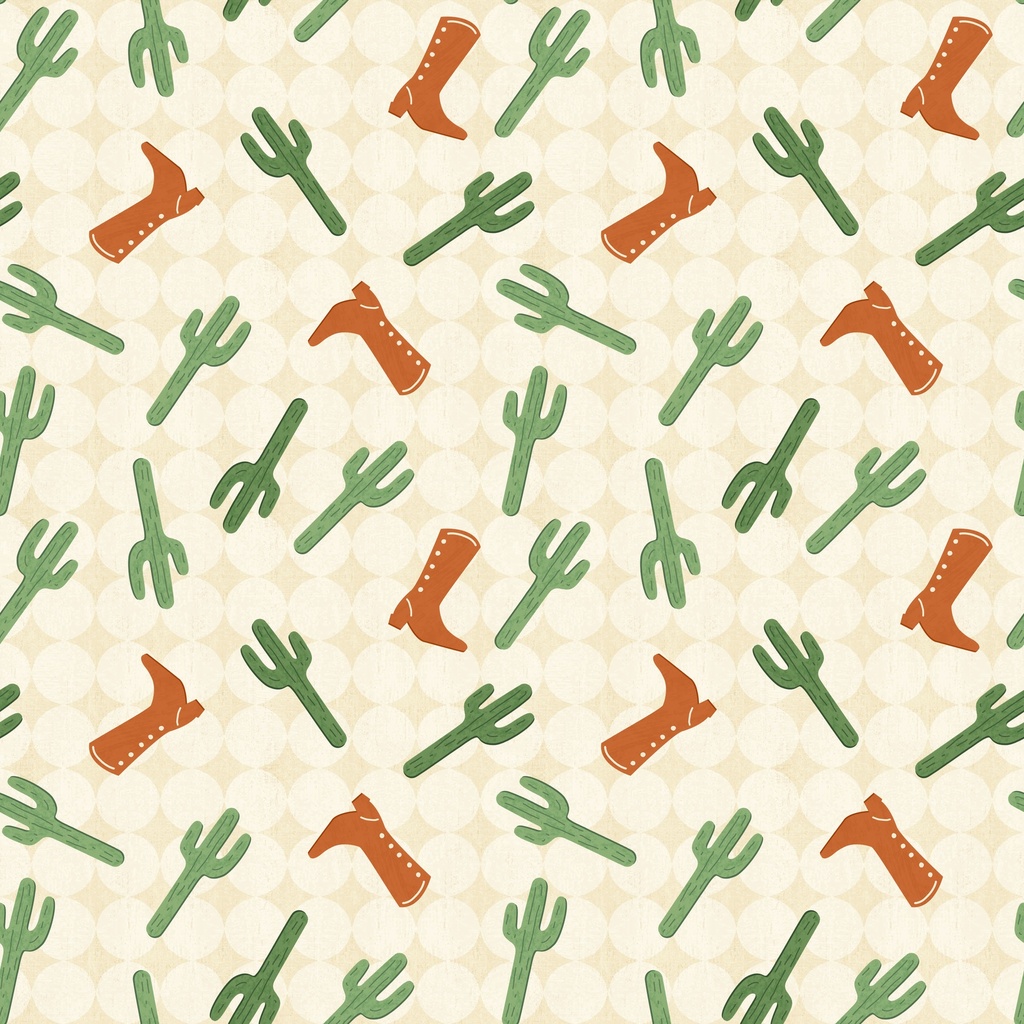 T115-011-184 / Cactus & Boots - Cream