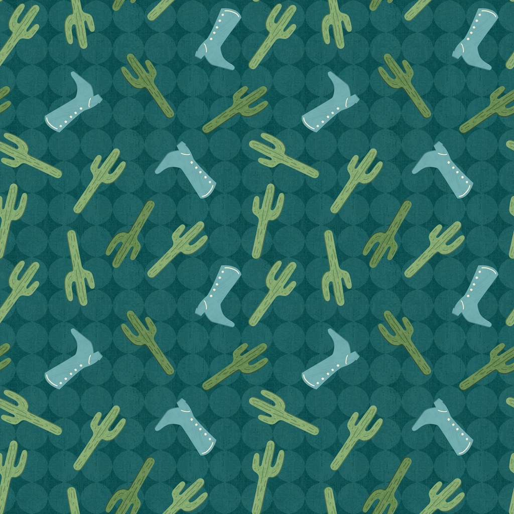 [T115-011-787] T115-011-787 / Cactus & Boots - Teal