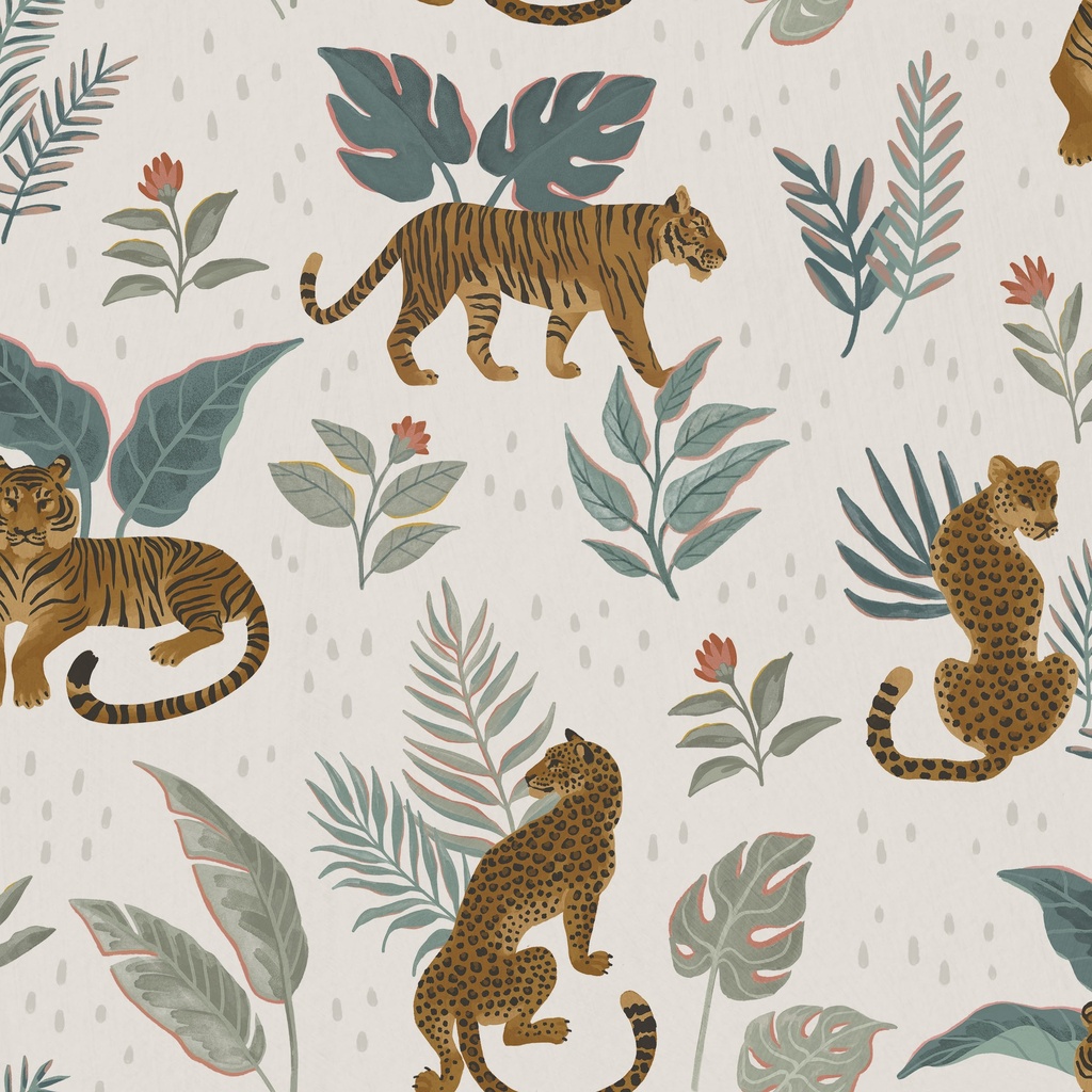 T120-001-128 / Cats in Jungle - Cream