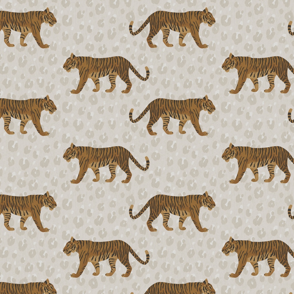 [T120-002-142] T120-002-142 / Walking Tigers - Cream