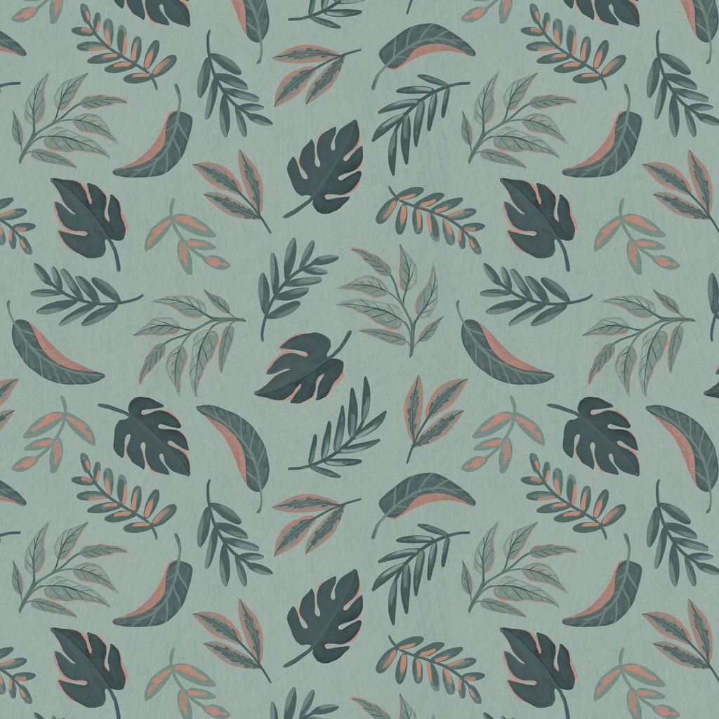 T120-003-885 / Leaf Toss - Light Teal
