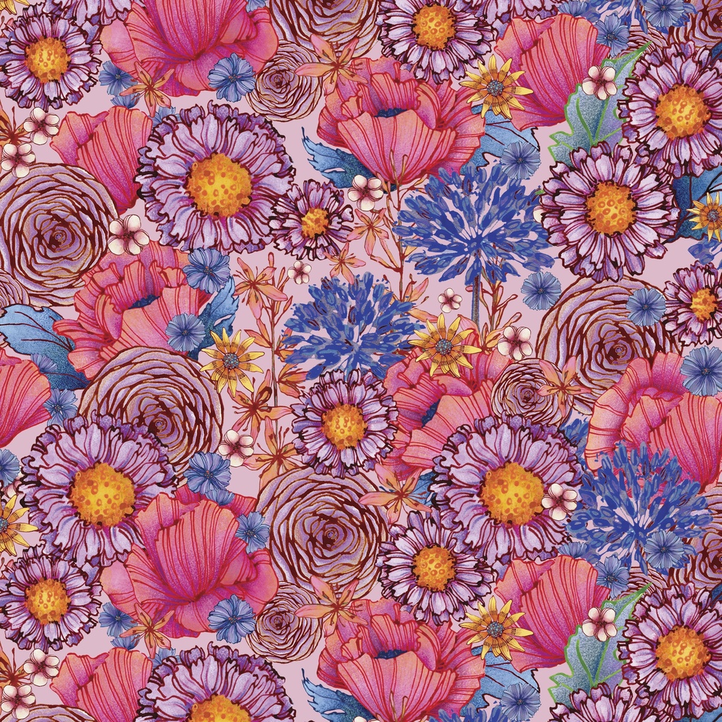 T130-009-657 / Packed Floral - Purple