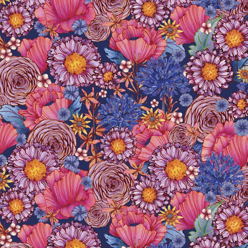 T130-009-757 / Packed Floral - Navy