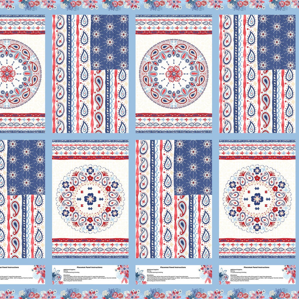 [W170-002-715] W170-002-715 / Festive Freedom Placemat Panel - Multi