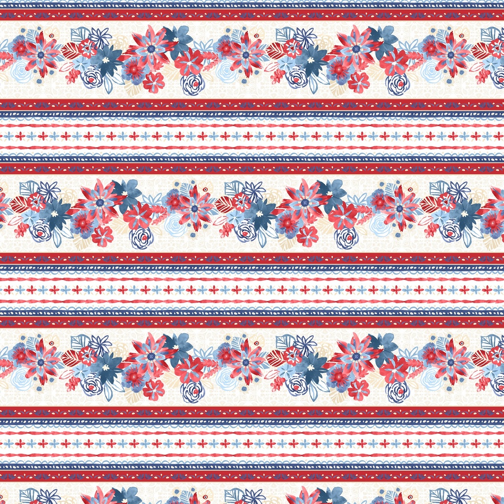 [W170-003-157] W170-003-157 / Festive Freedom Border Stripe - Multi
