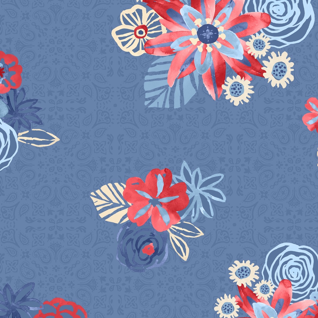 [W170-005-757] W170-005-757 / Bouquets - Denim