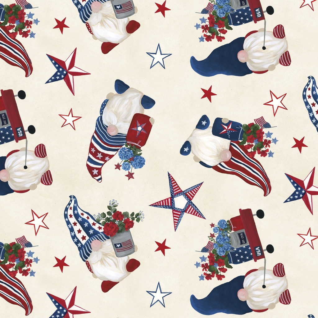 [W180-015-117] W180-015-117 / Tossed Gnomes - Cream