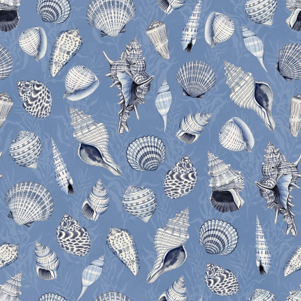 [W100-037-717] W100-037-717 / Large Seashells - Blue