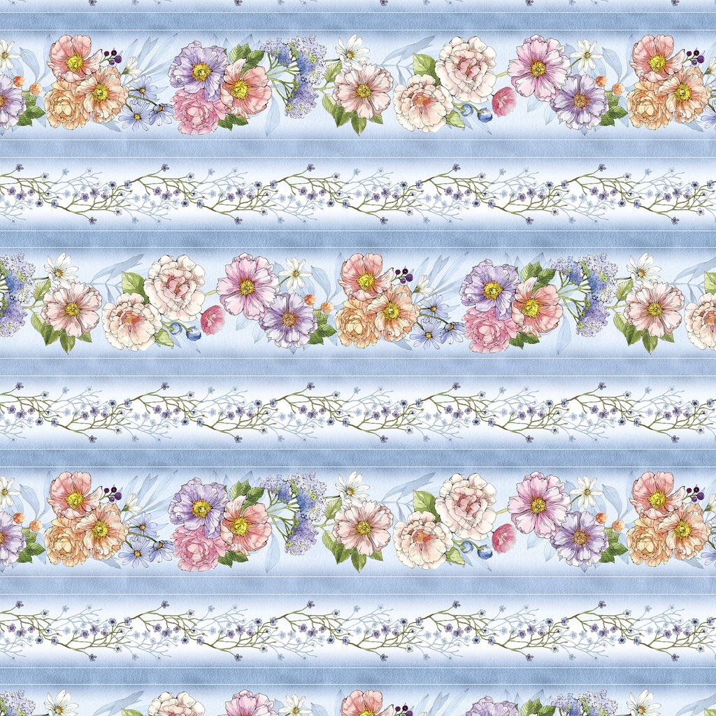 [W175-021-715] W175-021-715 / Storytale Blooms Border Print - Multi