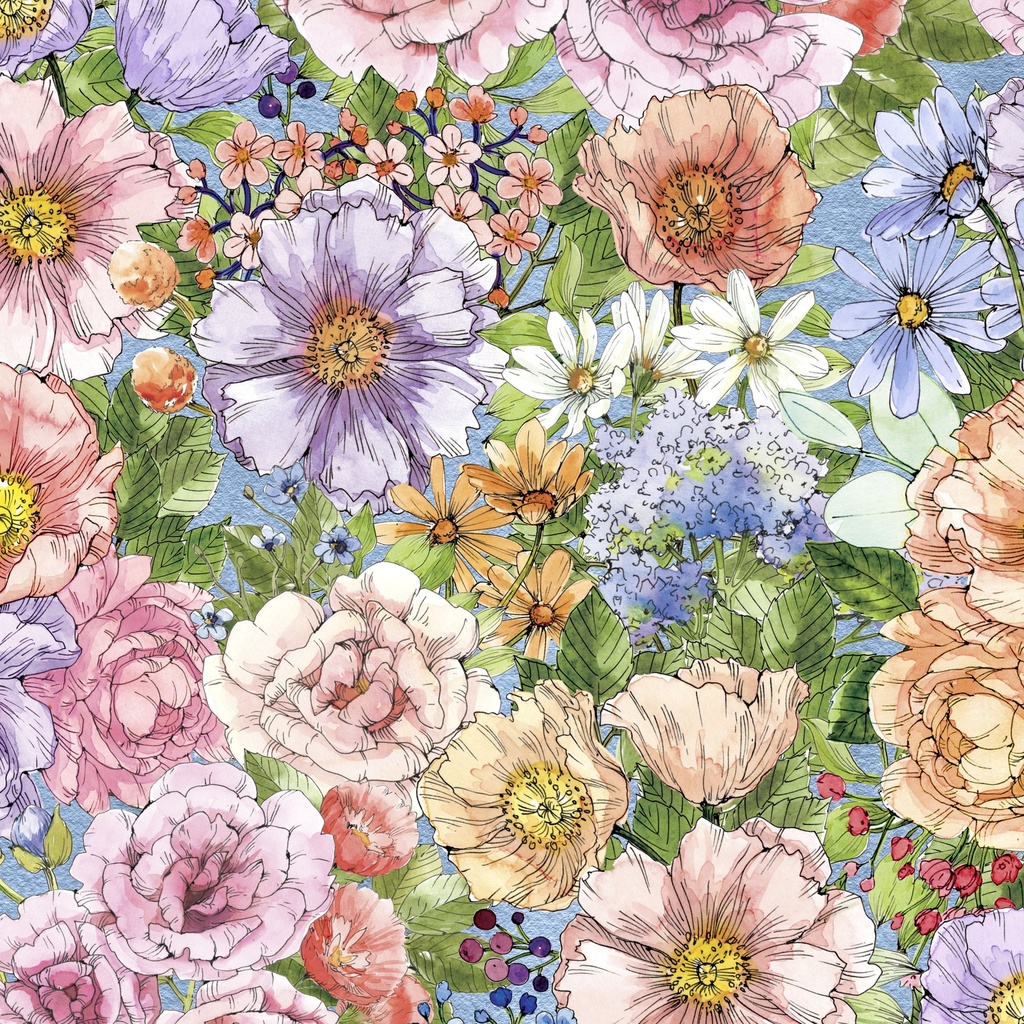 [W175-022-745] W175-022-745 / Packed Floral - Multi