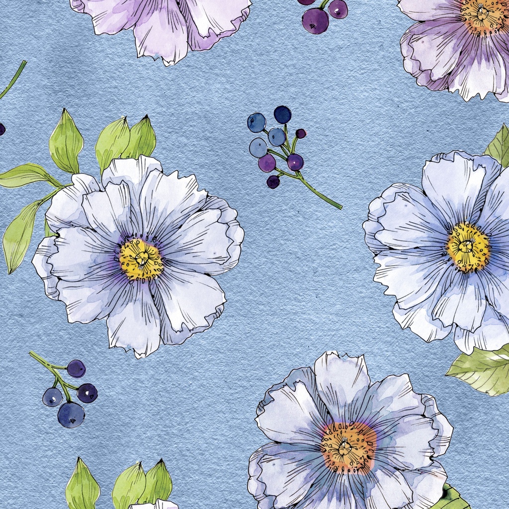 [W175-024-778] W175-024-778 / Large Floral - Blue