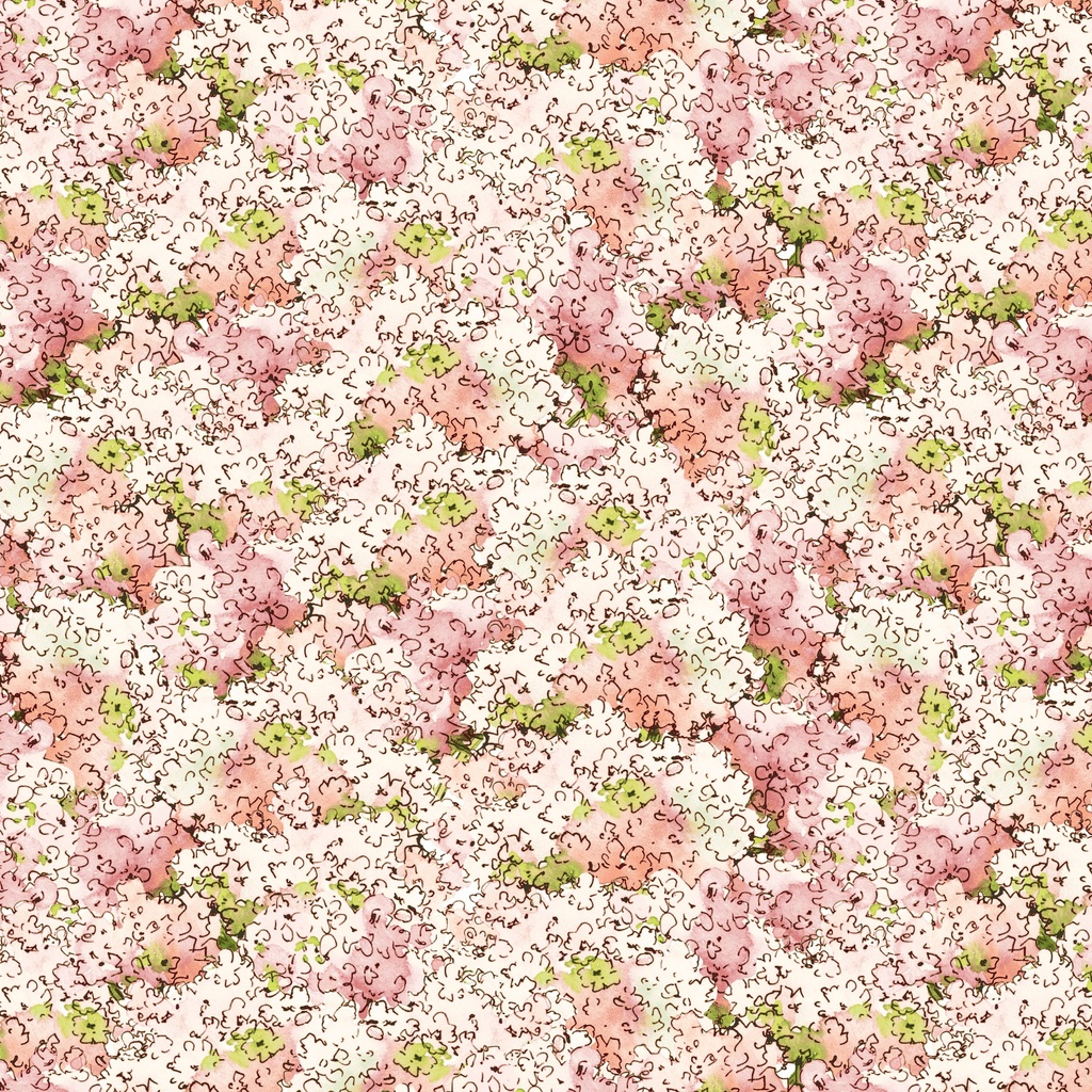 [W175-025-451] W175-025-451 / Packed Hydrangeas - Coral/Pink