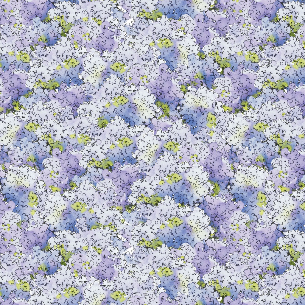 [W175-025-671] W175-025-671 / Packed Hydrangeas - Blue/Purple