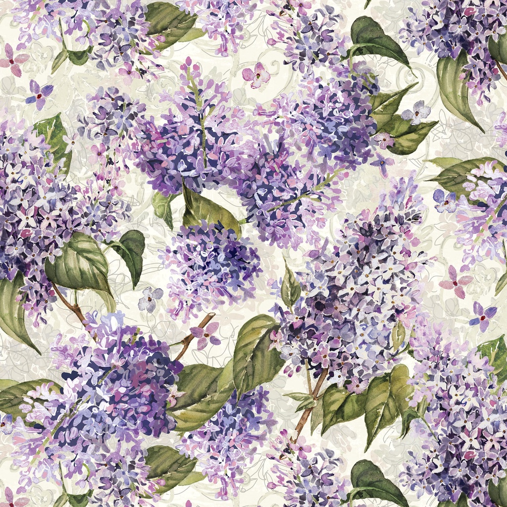 [W150-026-168] W150-026-168 / Large Lilacs - Cream