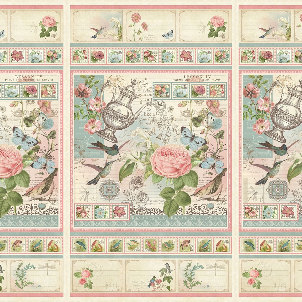[W130-044-175] W130-044-175 / Botanical Tea Large Panel - Multi