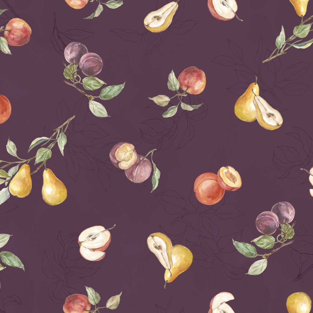 [W205-005-636] W205-005-636 / Fruit Slices - Dark Purple