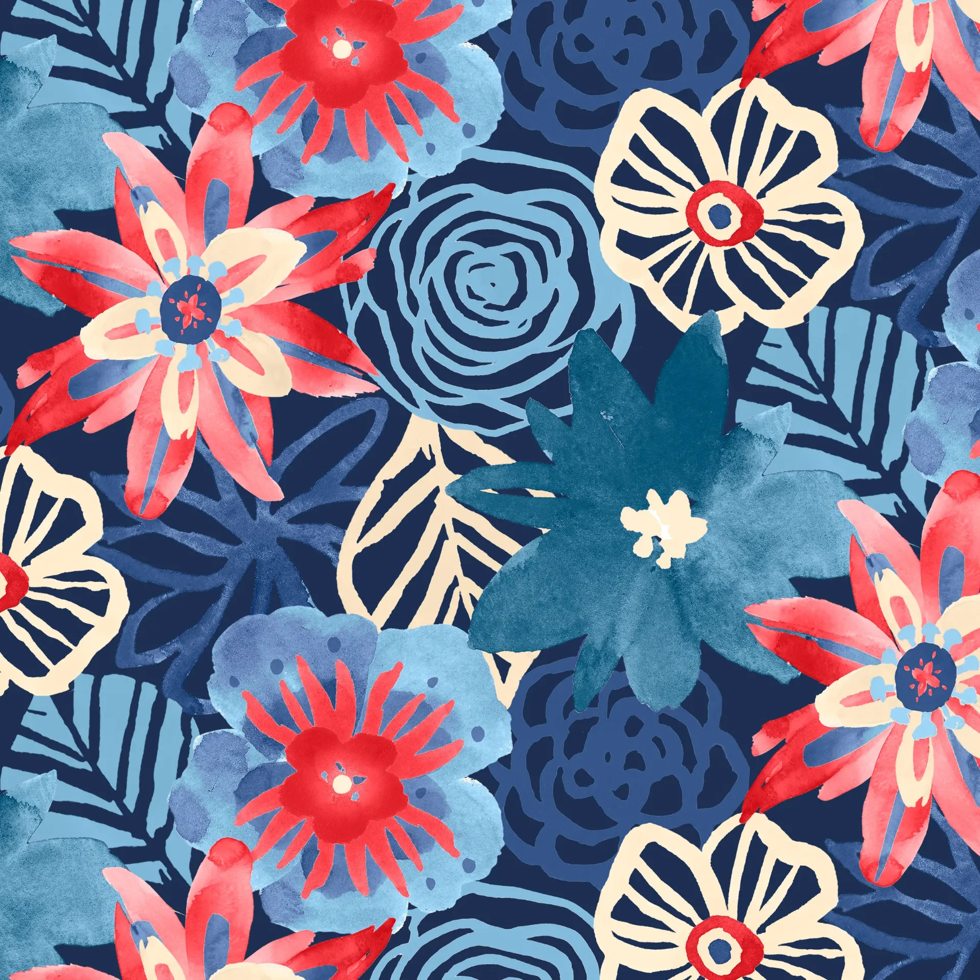 WB-W170-004-775 / Packed Floral - Navy