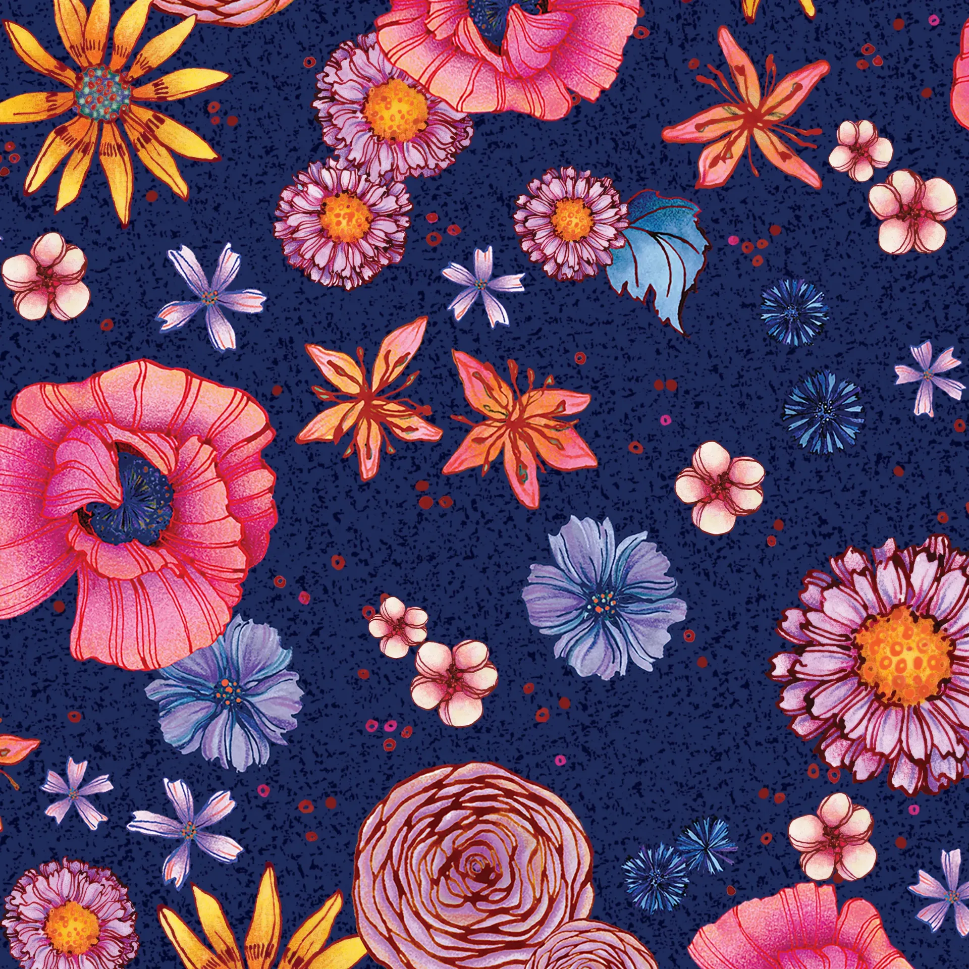 WB-T130-008-756 / Large Floral - Navy