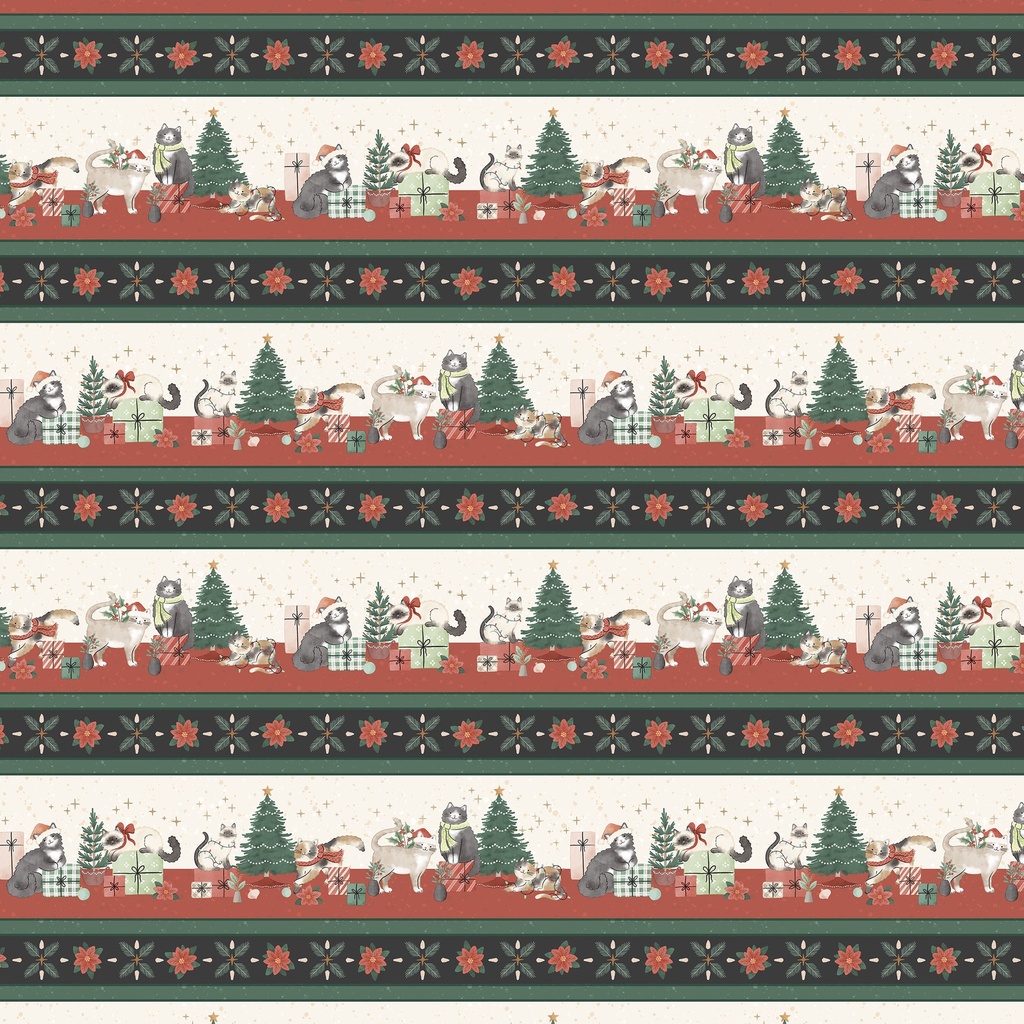 [W185-003-195] W185-003-195 / Meowy & Bright Border Stripe - Multi