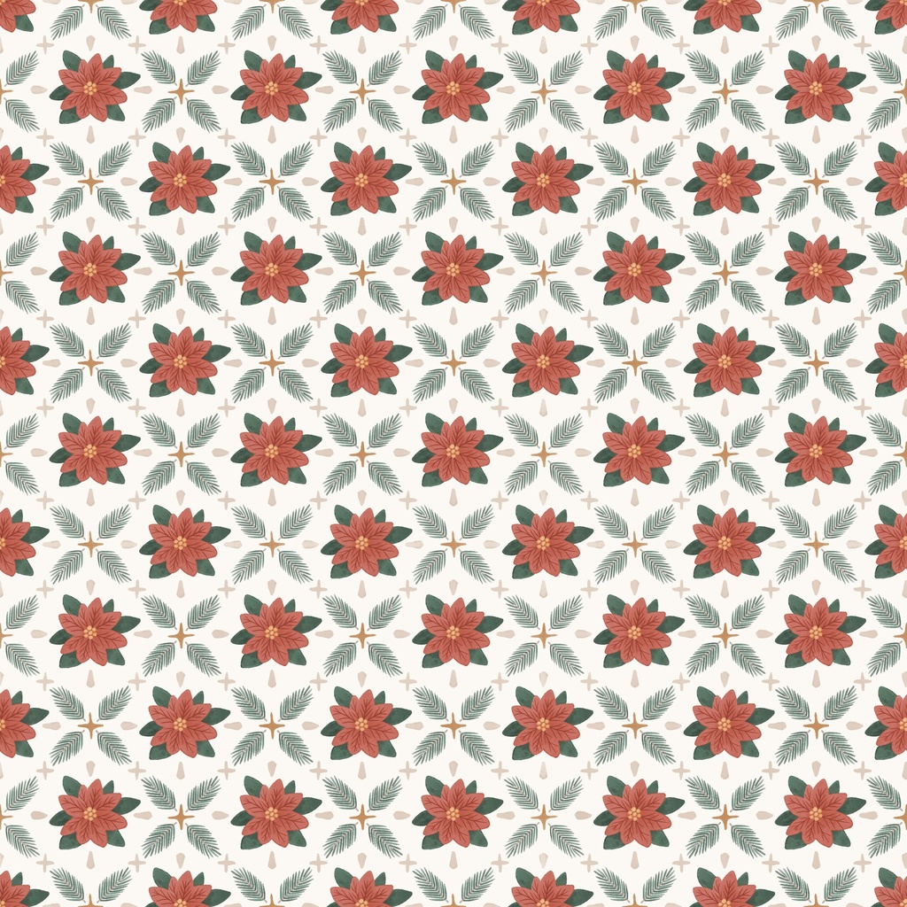 [W185-008-158] W185-008-158 / Poinsettia Check - Cream