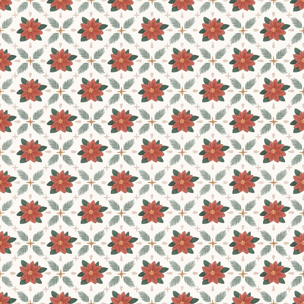 [W185-008-158] W185-008-158 / Poinsettia Check - Cream