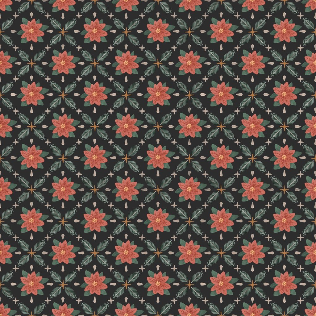 W185-008-958 / Poinsettia Check - Black