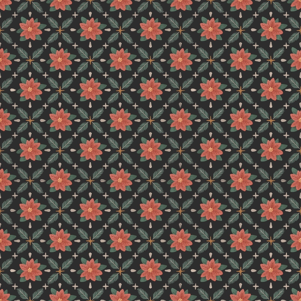 [W185-008-958] W185-008-958 / Poinsettia Check - Black
