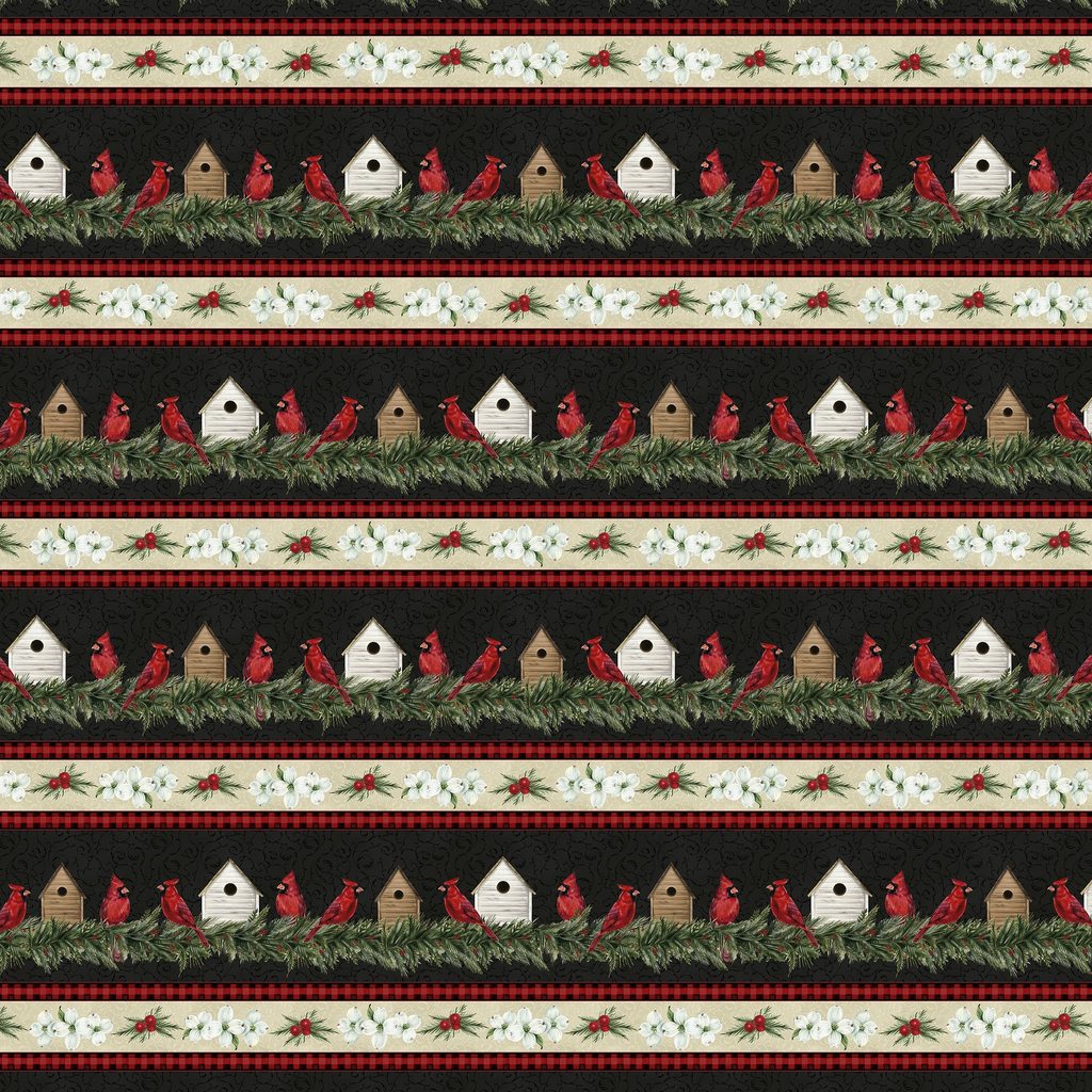 [W195-002-915] W195-002-915 / Crimson Song Border Stripe - Multi